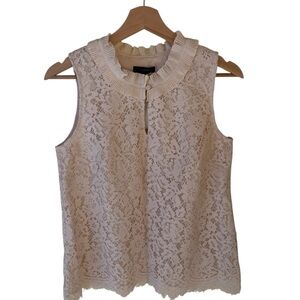 J. Crew Cream Lace Ruffle Blouse